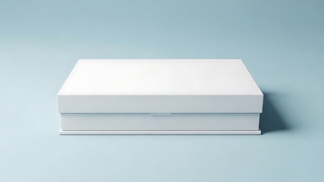 White rectangular shoe box on light blue background white box rectangular box 1 closed box