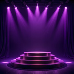Luxury Stage Podium with Purple Spotlight in Theater Setting