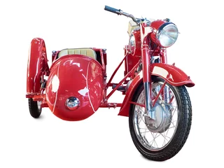 Fototapete Rund Fahrrad Retro old motorcycle with sidecar isolated on white  © Sergey Ryzhov