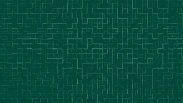 Abstract green pattern of irregular squares created by lines, suitable for backgrounds, packaging design, or textile prints requiring a modern touch.