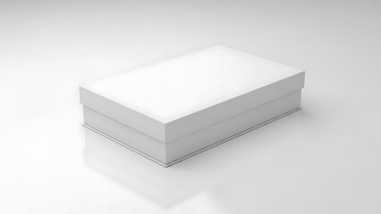 Naklejka premium White rectangular box with lid on reflective surface white box shoe box closed box