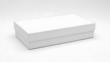 Fototapeta premium White rectangular shoe box with lid on plain background white box rectangular box closed box