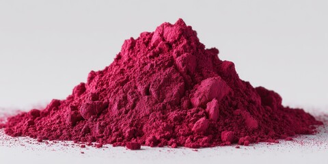 Vibrant red powder pile on white surface