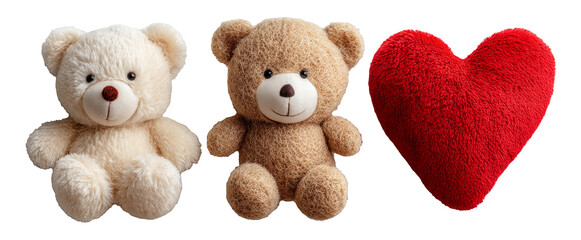 Cute Stuffed Bears and Red Heart Plush Toy Collection for Valentine's Day