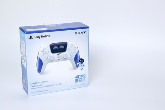 Bangkok, Thailand - January 11, 2026 : Front of the box of Astro Bot Limited Edition DualSense Wireless Controller PS5.