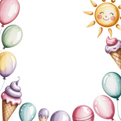 Colorful hand-drawn summer landscape