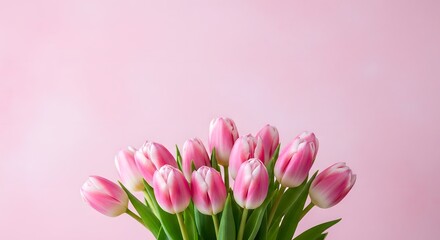 Fototapeta premium Happy mother's day bouquet of pink tulips for mom