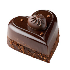 Heart-Shaped Chocolate Dessert Isolated on Transparent Background