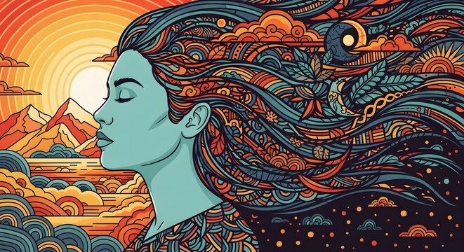 Tapestry of Mind: Psychedelic Woman Profile