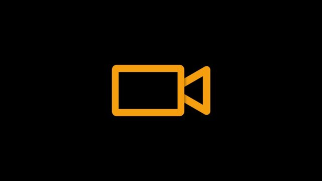 Simple orange video camera icon on a black background