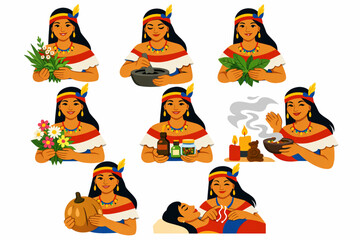 Fototapeta premium Venezuelan traditional healer woman with medicinal herbs