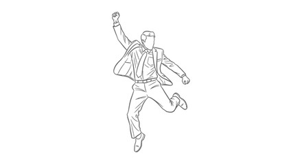 Fototapeta premium businessman jumping for joy celebrating success on isolated white background for corporate achievement and motivational marketing campaigns