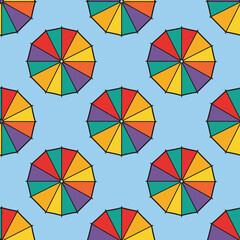 Obraz premium Colorful Umbrella Seamless Pattern Light Blue