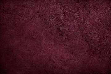 Fototapeta premium Black dark purple burgundy red wine plum texture background. Painted concrete wall surface. Grunge rough uneven plaster scratched damaged. Close-up. Empty blank template design ad.