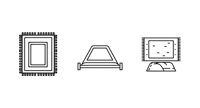 Rug and Bed Icons: Cozy Comfort and Sleeping Arrangements for Home Interiors
