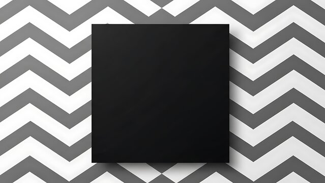 Black box on gray and white chevron background chevron pattern gray and white background shadow rectangle