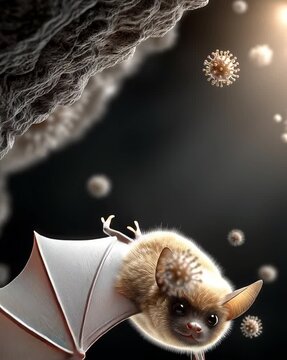 Bat in a Microscopic World: An intriguing close-up of a charming bat, amidst a world of microorganisms, capturing the beauty of microscopic universe.