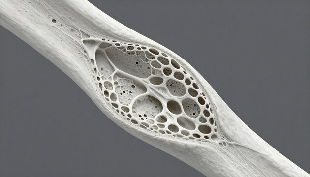 Microscopic View of Trabecular Bone Structure Showing Spongy Bone Matrix.