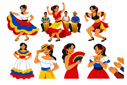 Venezuelan folkloric dancer woman in cultural scenes