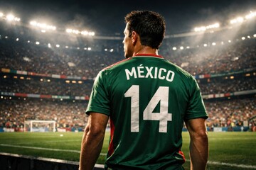 Fototapeta premium Mexico Football Player Standing in World Cup Stadium