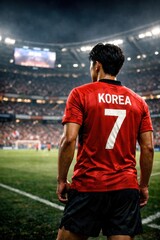 Fototapeta premium South Korean Male Soccer Player Before Match Kickoff