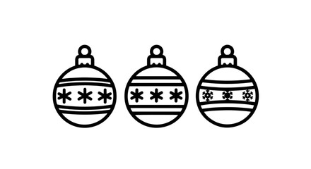 Obraz premium Elegant Outline Christmas Ornaments with Festive Snowflake and Stripe Patterns for Winter Holiday Decorations and Greetings