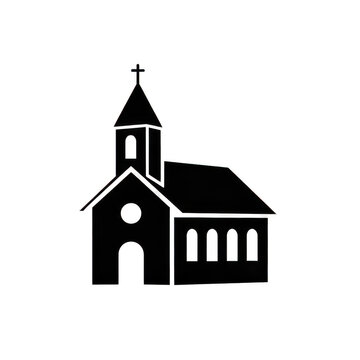 Church Icon with Bell Tower and Cross transparent background