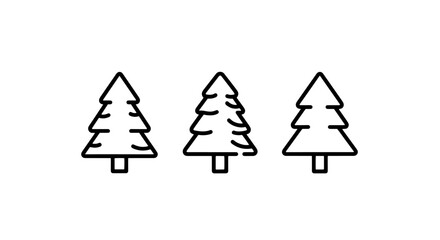 Obraz premium Simple Pine Tree Icons: Conifer Forest Elements for Nature, Holiday, and Woodland Design Projects