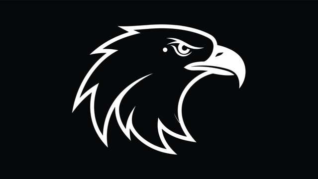 Stylized black eagle head logo vector illustration, bold fierce bird mascot icon for branding, tattoo, emblem design use