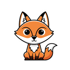 Obraz premium Cute Fox Cartoon Character Sitting