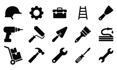Fototapeta premium Industrial Gear and Cogwheel Silhouette Icon for Labour Day and Manufacturing Industry
