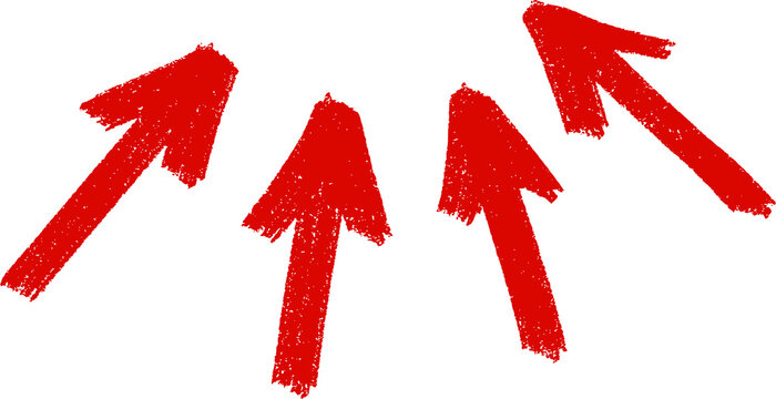 Red Doddle Arrow Direction hand drawn grunge doddle red arrow isolate on transparent background, hand drawn paint rough arrow marker Doddle arrow set 