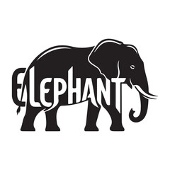 Obraz premium Creative Elephant Typography Logo Vector. Wild Animal Wordmark.