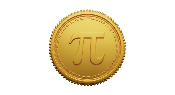Golden pi symbol isolated on transparent background