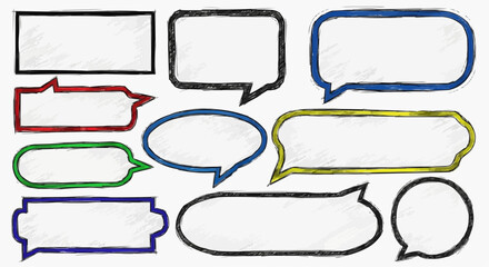 Obraz premium Collection of Speech Bubbles: A variety of speech bubbles with different shapes and outlines, perfect for conveying thoughts, conversations, and ideas. 