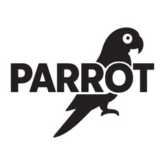 Obraz premium Creative Parrot Typography Logo Vector. Tropical Bird Wordmark.