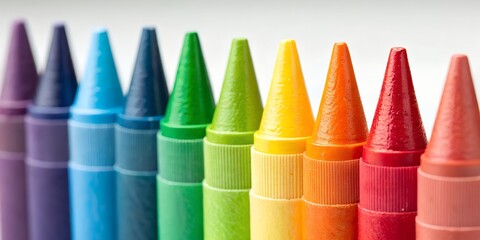 Macro of colorful tips forming a color spectrum, clean background, premium commercial lighting
