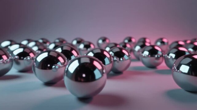 Reflective chrome spheres with neon light