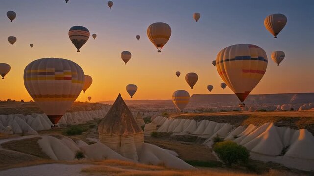 Hot Air Balloons at Dawn - A Serene Cappadocia Sunrise.
