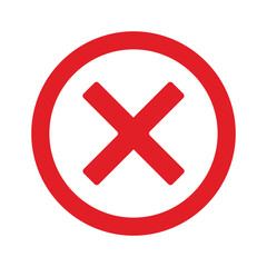 Obraz premium Red Prohibitory Cross Icon - Minimalist Vector Safety Symbol for Stop, Cancel, and Restricted Access