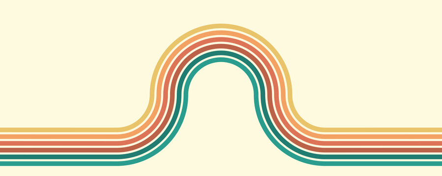 Colorful composition of parallel colored lines in the style of the 70s-80s. Abstract background for creative design