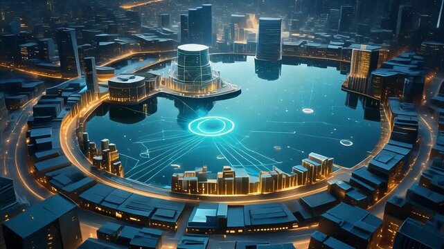A depiction of a centralized data lake repository designed to store, process, and secure lar.