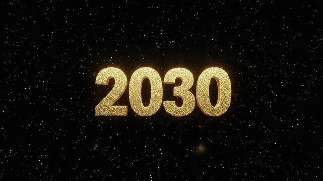 Golden futuristic 2030 text on transparent background 4k footage
