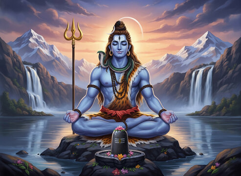 Maha Shivratri Celebration Lord Shiva Hindu Deity Mahadev and Shiva Lingam