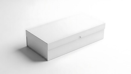 Naklejka premium White Shoe Box with Lid and Shadow on Plain Background rectangular box