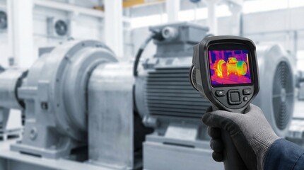 Thermal camera inspecting machinery in industrial environment  