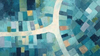 道路が交差する住宅街イメージの抽象画 背景素材