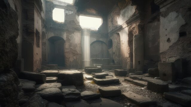 Sunlit ruins of an ancient church