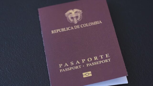 Colombia passport, visa for international travel and vacation. Colombian passport as a background for your design