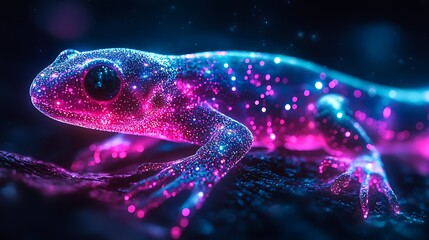 Neon glowing amphibian futuristic aesthetic art high resolution picture